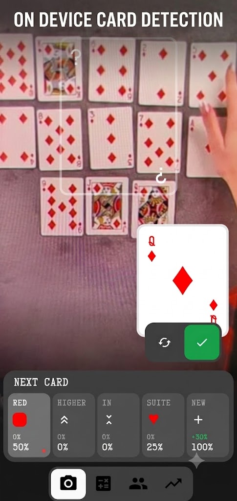 On-device camera card detection screen